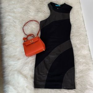 Alice + Olivia clack dress with Leather patches